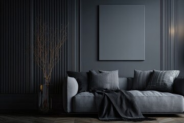 Dark, modern living room mockup (3)