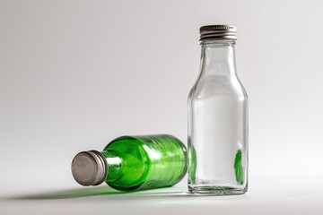 Two small, empty glass bottles