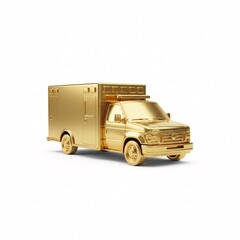 Obraz premium A realistic three-dimensional rendering of a golden ambulance,