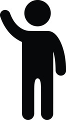 Friendly greeting icon person waving hand simple silhouette vector