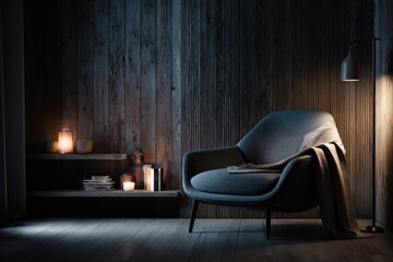 Dark, cozy room with armchair
