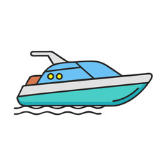 Illustration of a sleek motorboat yacht for luxury water transport and recreational boating use