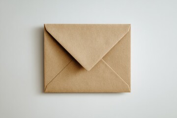 Beige envelope on white background