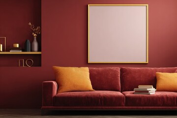 Burgundy living room interior (1)