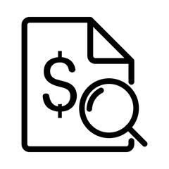 Financial Audit and Review Icon, Money Search Document Symbol, Investigating Cost Report