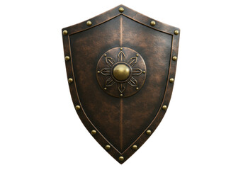 Isolated medieval shield protection, knight equipment, fantasy defense weapon emblem symbol