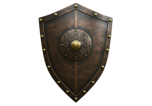 Isolated medieval shield protection, knight equipment, fantasy defense weapon emblem symbol