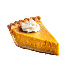 Pumpkin pie slice, white isolated background