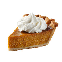 Pumpkin pie slice, white isolated background