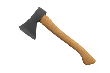 Hand axe with wooden handle for chopping wood