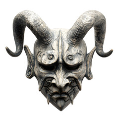 Scary mask with horns, white isolated background