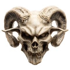 Scary mask with horns, white isolated background