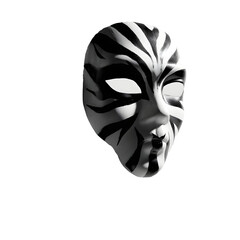 Scary mask with shadows, white isolated background