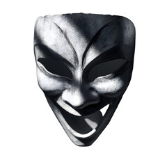 Scary mask with shadows, white isolated background