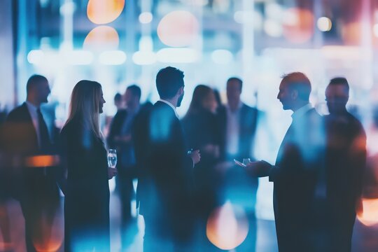 Business networking event with professionals talking