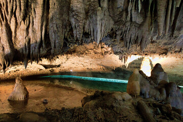 Underground river in Demenova cave, Slovakia