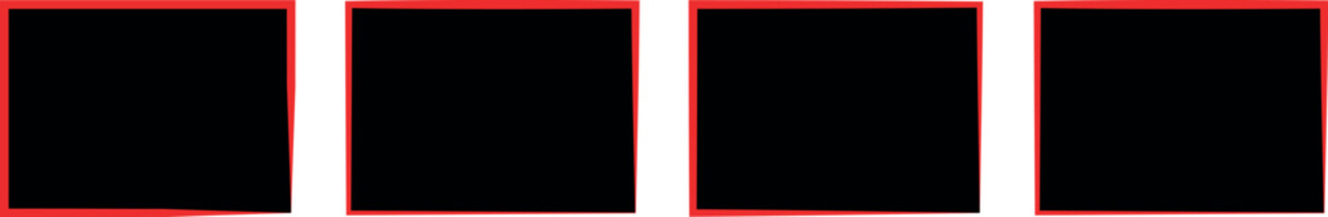 Luminous Square Shapes and Frames with Radiant Neon Red Borders, Paired with Colorful Brush Stroke Vector Banners