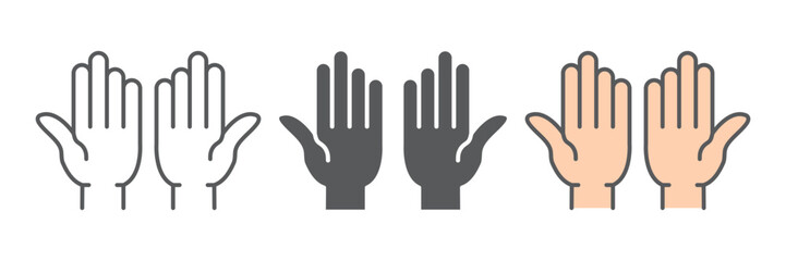 Islamic prayer icon, islam and religion, prayer hands sign, vector graphics, a linear pattern on a white background, editable stroke