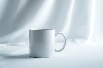 Obraz premium White mug on white fabric