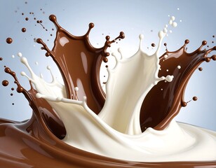 Chocolate and milk splash, vibrant