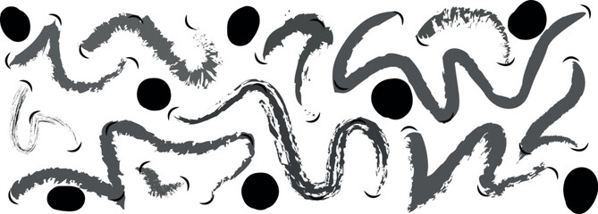 Vector Background of Bold Brush stroke and Marker-Drawn Doodle Lines – Abstract Wavy Geometric Seamless Ornament Design