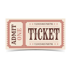 Design of a ticket to a cinema, circus, showroom, exhibition, attraction, performance.