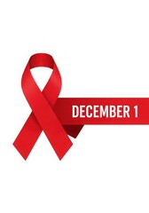 World aids day banner with red ribbon isolated on white background