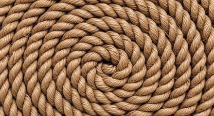 A close up view of a tightly coiled brown rope forming a spiral pattern
