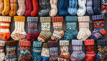 Colorful patterned Christmas socks