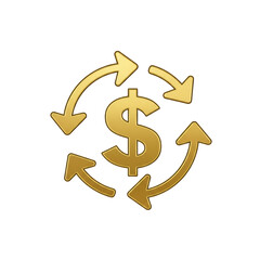 Obraz premium Gold dollar sign with circular arrows graphic design element