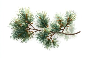 Detailed pine branch illustration