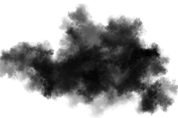 Black clouds spread floating on transparent backgrounds 3d illustrations png