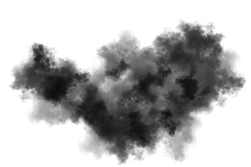 Black clouds spread floating on transparent backgrounds 3d illustrations png