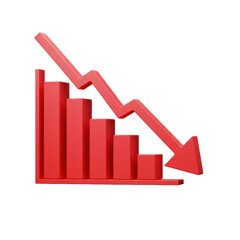 Red bar graph showing declining trend against black background