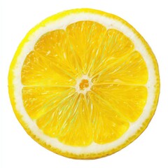 Closeup Of A Lemon Slice Against White Background