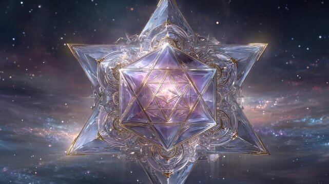 Celestial Merkaba: A mesmerizing journey through a cosmic star of david animation