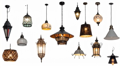 Obraz premium Collection of Elegant Hanging Pendant Lights Diverse Styles and Designs
