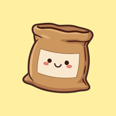 Cute Brown Sack with a Smiling Face for Flour or Food Products