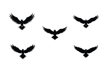 Set of different linocut styles of osprey