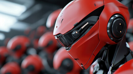 Concept of futuristic battle between transformer robots using advanced future weapons, with flying robots in the background, dynamic science fiction scene, copy space