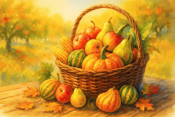 Autumn-themed commercial illustration of "local vegetables. Harvest from the garden" for seasonal decoration - 2