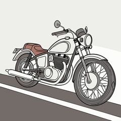Vintage Motorcycle Illustration Grey and Brown Tones