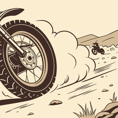 Vintage Motorcycle Illustration Desert Race