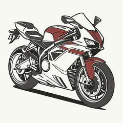 White And Red Sportbike Illustration