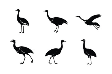 Obraz premium Set of different linocut styles of great bustard