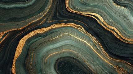 The dark green marble exhibits a unique texture with wavy lines and golden bands, highlighting its natural stone patterns