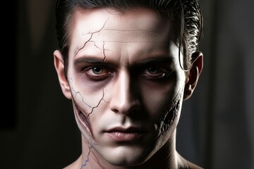 Zombie Halloween Makeup. Elegant Horror Portrait.