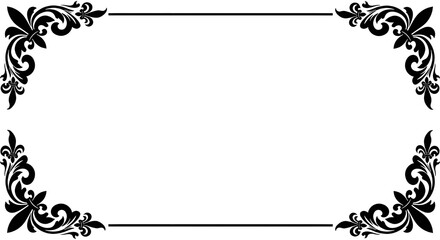 Ornate Victorian-style black floral border with elegant symmetrical design and blank center.