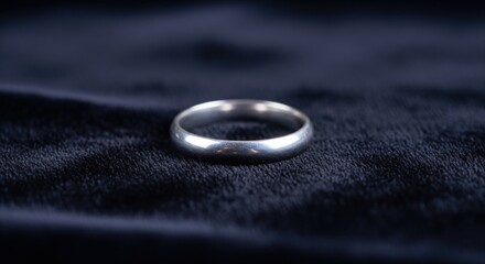 A simple and elegant wedding ring on a black velvet background, symbolizing love, commitment, and enduring partnership for a special occasion and creating a sense of timeless elegance .