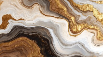 Obraz premium A swirling abstract design with a marble texture that incorporates white, beige, gold, and dark purple hues